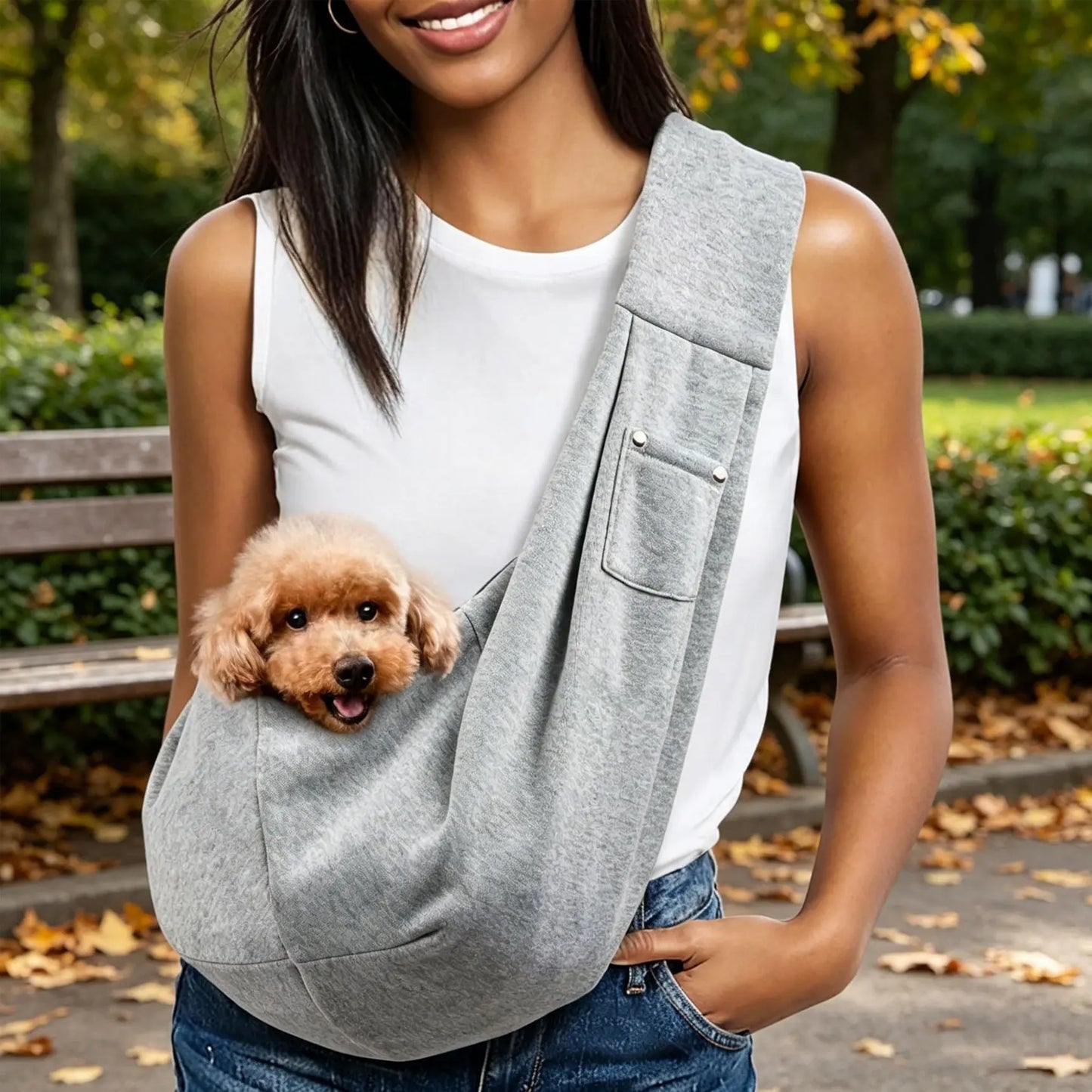 Pet Dog Sling Carrier Animal Carrier for 3-10 Lbs Pets, Dog Purse Pouch & Satchel, Reversible Unadjustable Strap, Travel Hand-Free Safe Bag