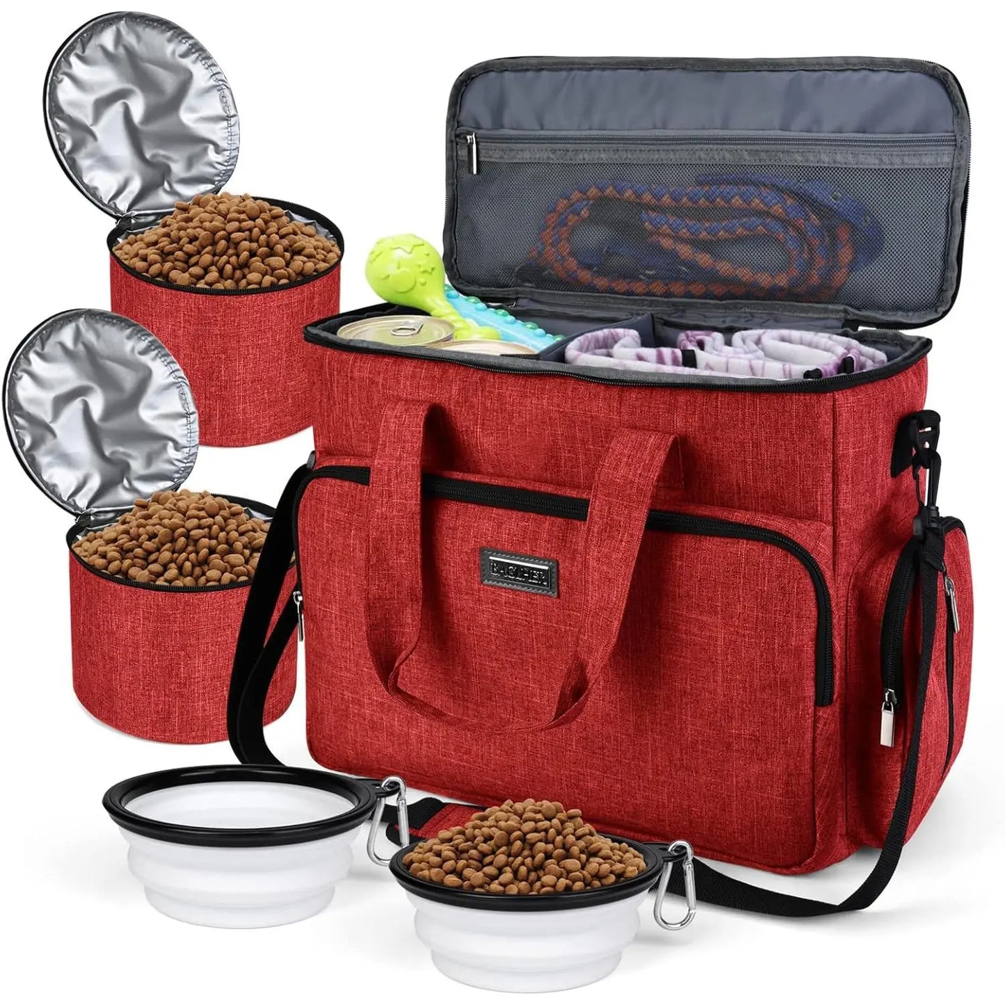 Weekend Pet Travel Handbag, Meeting Aviation Standards, Equipped with 2 Food Containers and 2 Foldable Silicone Bowls