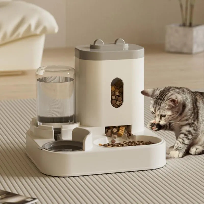 New Automatic Pet Feeder & Waterer Combo – 2-In-1 Food and Water Station for Cats and Dogs(Gray)