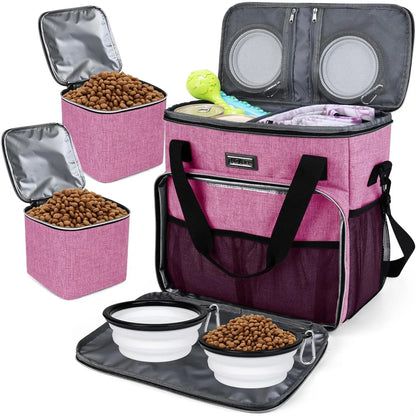 Weekend Pet Travel Handbag, Meeting Aviation Standards, Equipped with 2 Food Containers and 2 Foldable Silicone Bowls