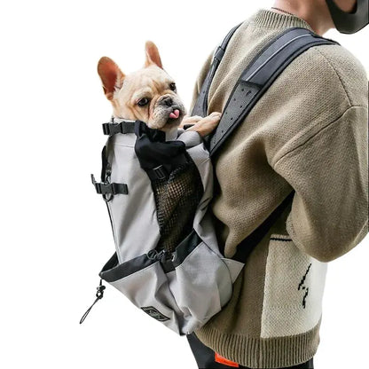 Pet Dog Double-Shoulder Carrier Backpack - Portable Polyester Animal Carrier for Travel