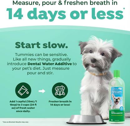 Tropiclean Fresh Breath Dental Water Additive, Dog Breath Freshener, 33.8Oz | Freshens Breath & Cleans Teeth | No Toothpaste or Toothbrush Required