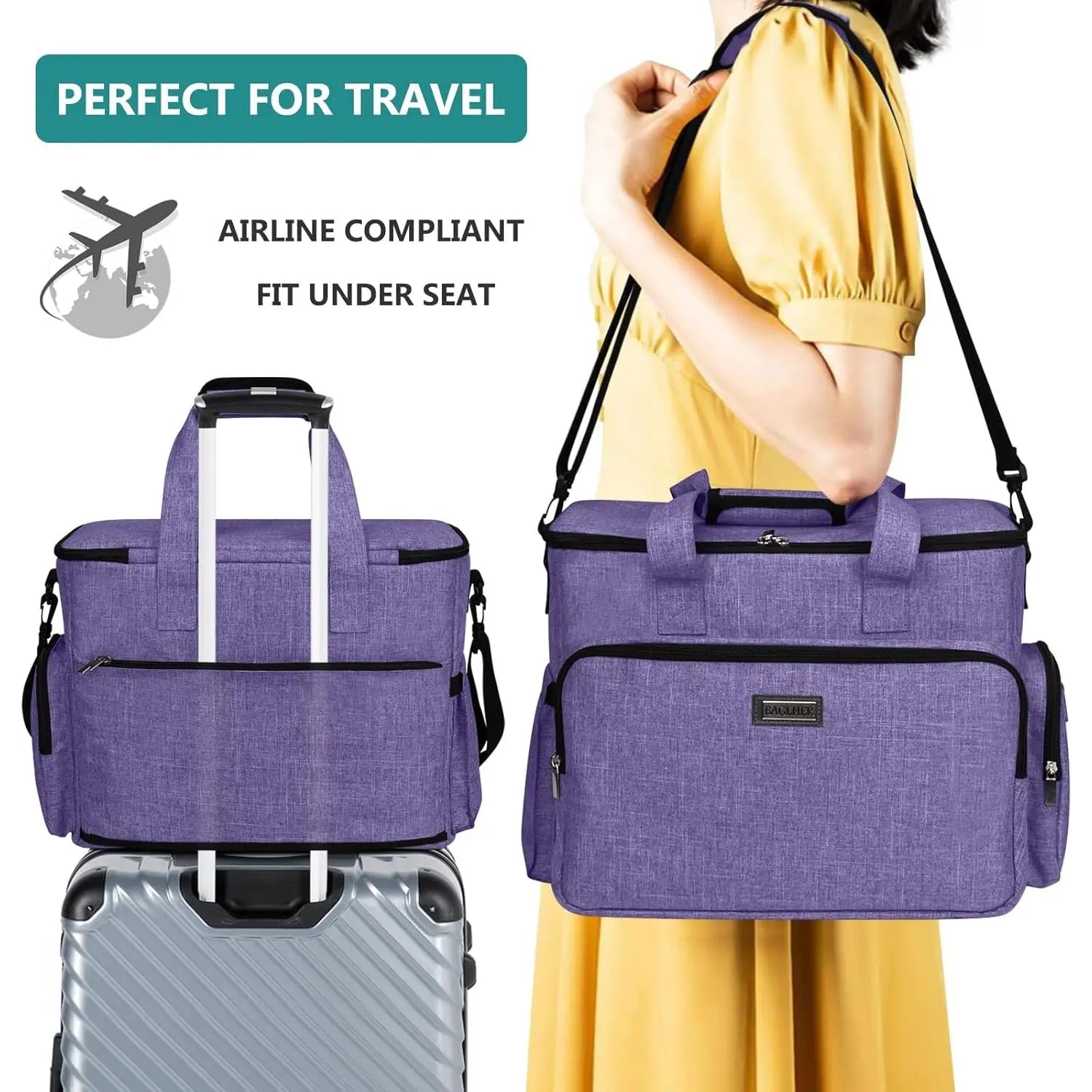 Weekend Pet Travel Handbag, Meeting Aviation Standards, Equipped with 2 Food Containers and 2 Foldable Silicone Bowls