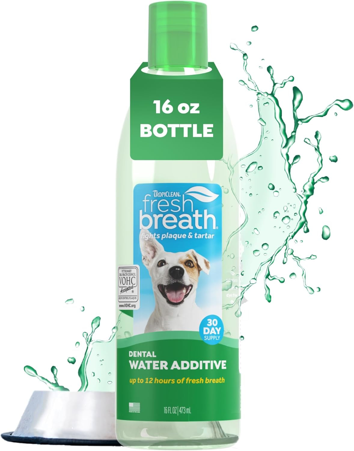 Tropiclean Fresh Breath Dental Water Additive, Dog Breath Freshener, 33.8Oz | Freshens Breath & Cleans Teeth | No Toothpaste or Toothbrush Required