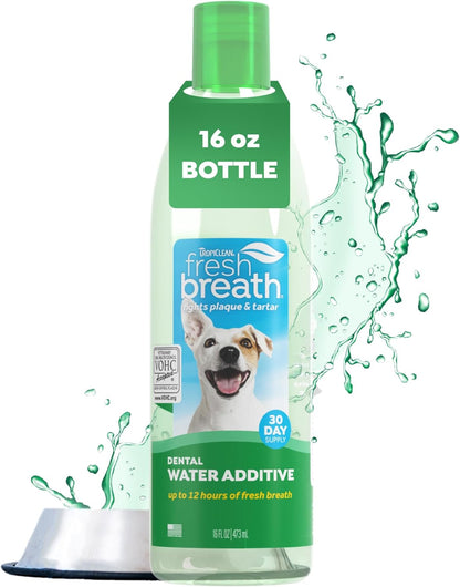 Tropiclean Fresh Breath Dental Water Additive, Dog Breath Freshener, 33.8Oz | Freshens Breath & Cleans Teeth | No Toothpaste or Toothbrush Required