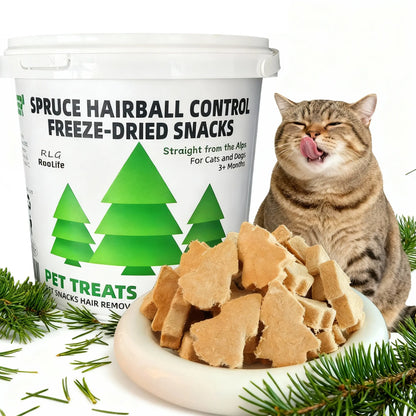 Freeze-Dried Cat Treats – High-Protein Chicken, Spruce-Derived Cellulose for Hair Ball Control, Rich in Omega-3 & Vitamins for Shiny Coat – Grain-Free, Fresh-Locked Mini Packs