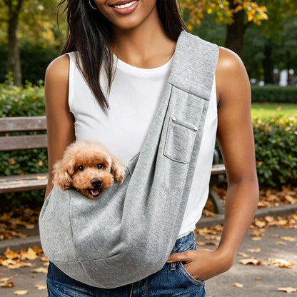 Pet Dog Sling Carrier Animal Carrier for 3-10 Lbs Pets, Dog Purse Pouch & Satchel, Reversible Unadjustable Strap, Travel Hand-Free Safe Bag