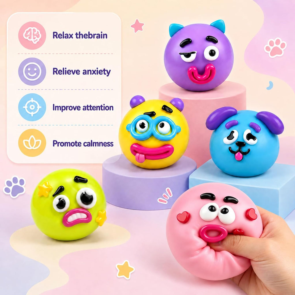 New Dog Face Swap Squishy Cute Slow Rise Relaxing Sensory Fidget Relief for Adults Anxiety Relief, Portable Desktop Decompression Stress Squeeze Ball (Yellow)