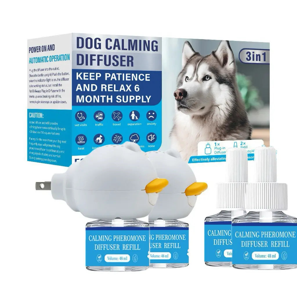 2-Pack, Dog Calming Diffuser Refill Kit (60-Day Supply) Combination Set 3In1 Dog Pheromone Refills - Helps with Stress, Separation, Pee Accidents, Barking, & Destructive Behaviors.