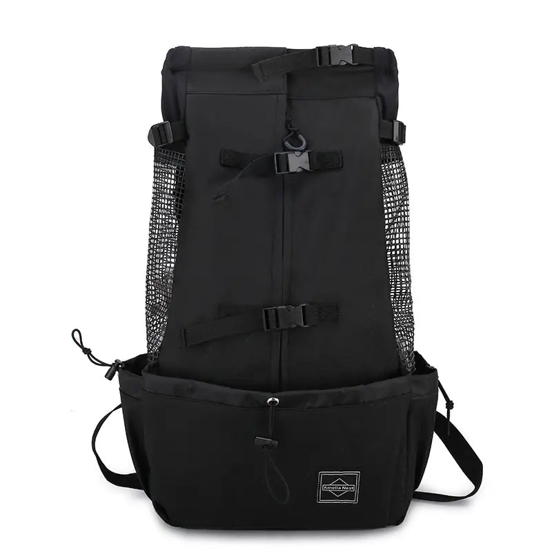 Pet Dog Double-Shoulder Carrier Backpack - Portable Polyester Animal Carrier for Travel