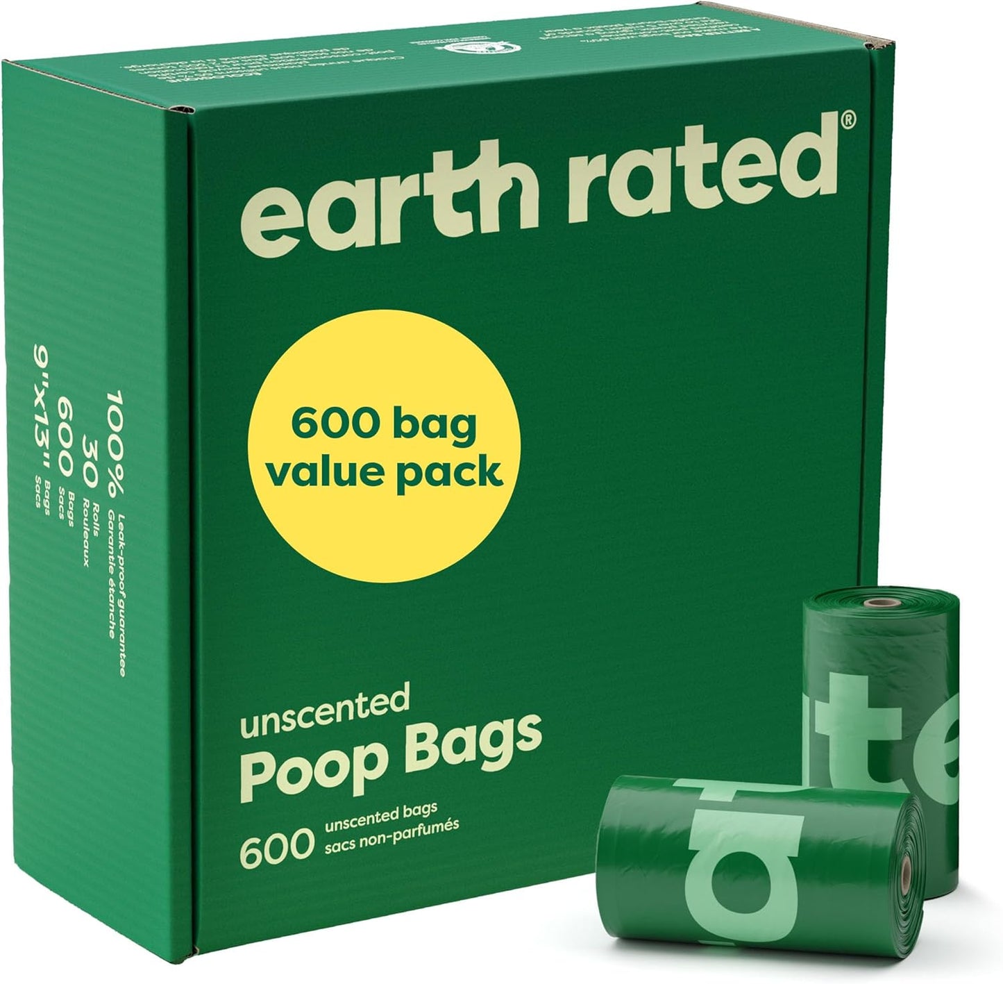 Earth Rated 3X Protect Dog Poop Bag Rolls, Odor Blocking, Unscented, 240 Ct | Leak Proof Extra Thick