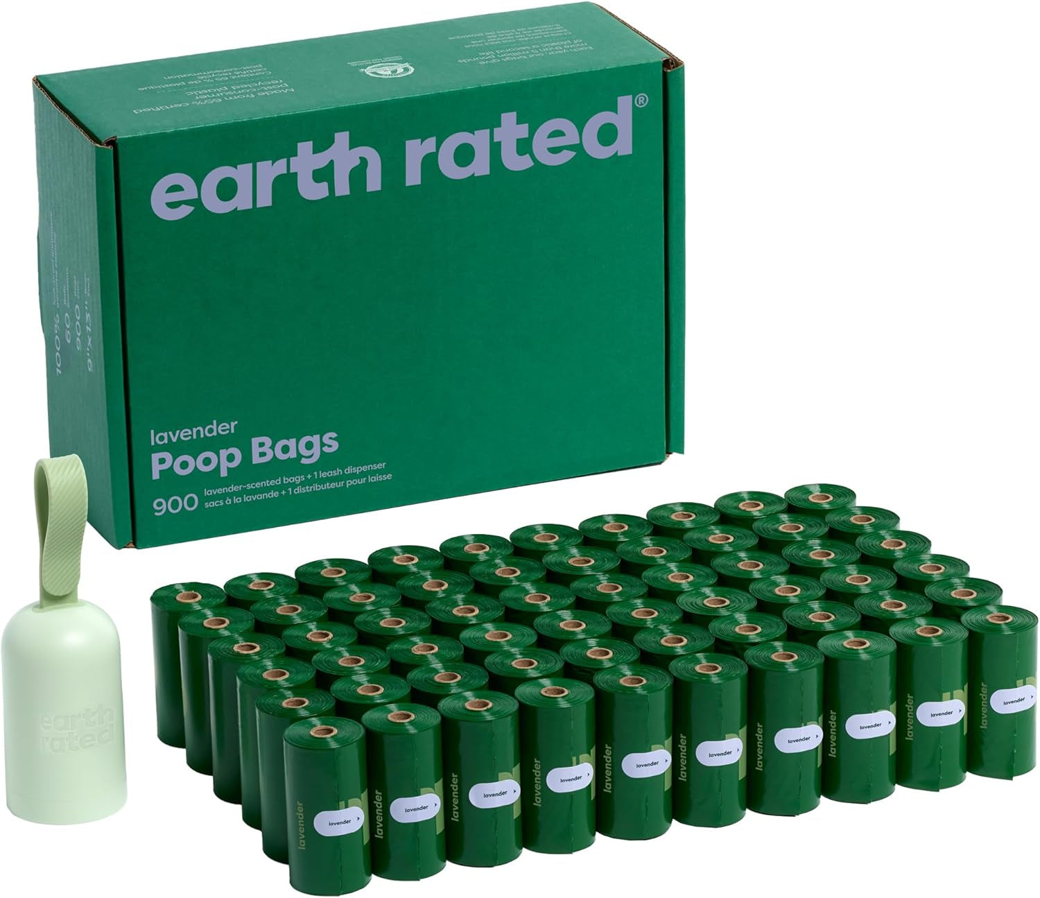 Earth Rated Dog Poop Bag Holder, 1 Dispenser and 900 Bags, Unscented | Durable and Guaranteed Leakproof Poop Bags