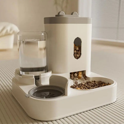 New Automatic Pet Feeder & Waterer Combo – 2-In-1 Food and Water Station for Cats and Dogs（Gray）