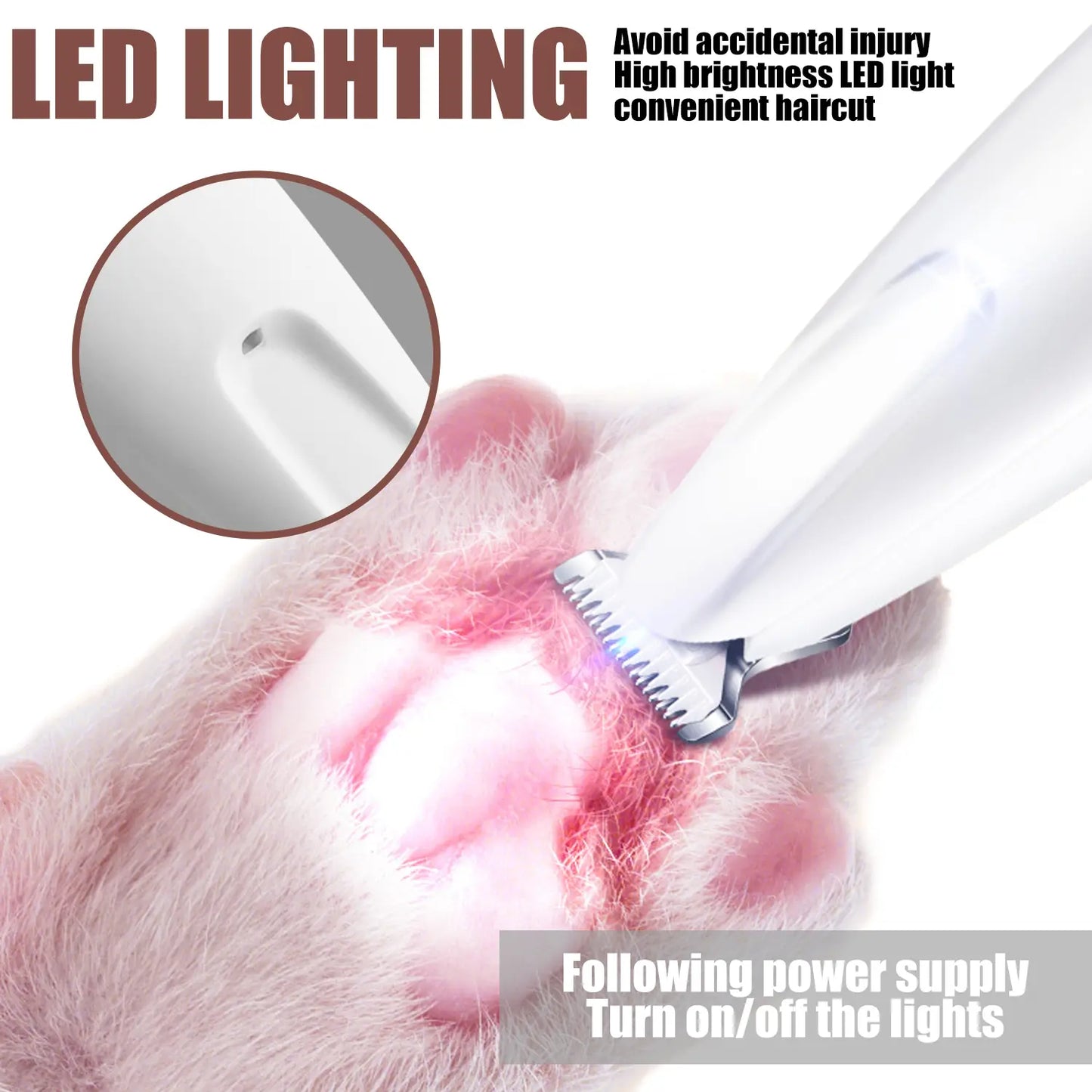 At-Home Pet Spa Hack Cordless Dog Clipper Low Noise Cat Trimmer Ceramic Blade Waterproof Grooming Kit LED Light for Anxiety-Free Paws Faces