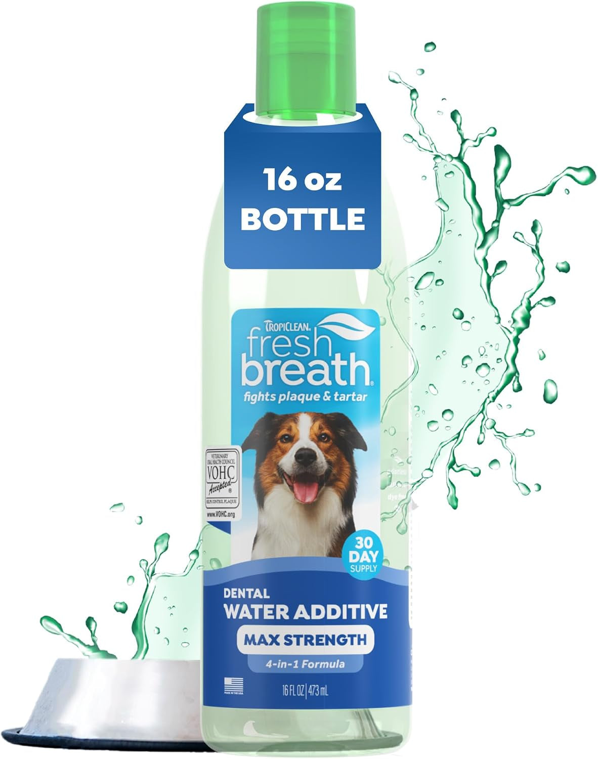 Tropiclean Fresh Breath Dental Water Additive, Dog Breath Freshener, 33.8Oz | Freshens Breath & Cleans Teeth | No Toothpaste or Toothbrush Required
