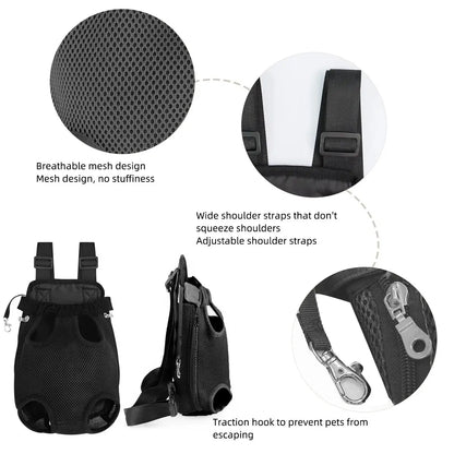 Portable Breathable Dog Cat Carrier Backpack, Double Shoulder Mesh Design, Ideal for Outdoor Activities, Durable Lightweight Construction