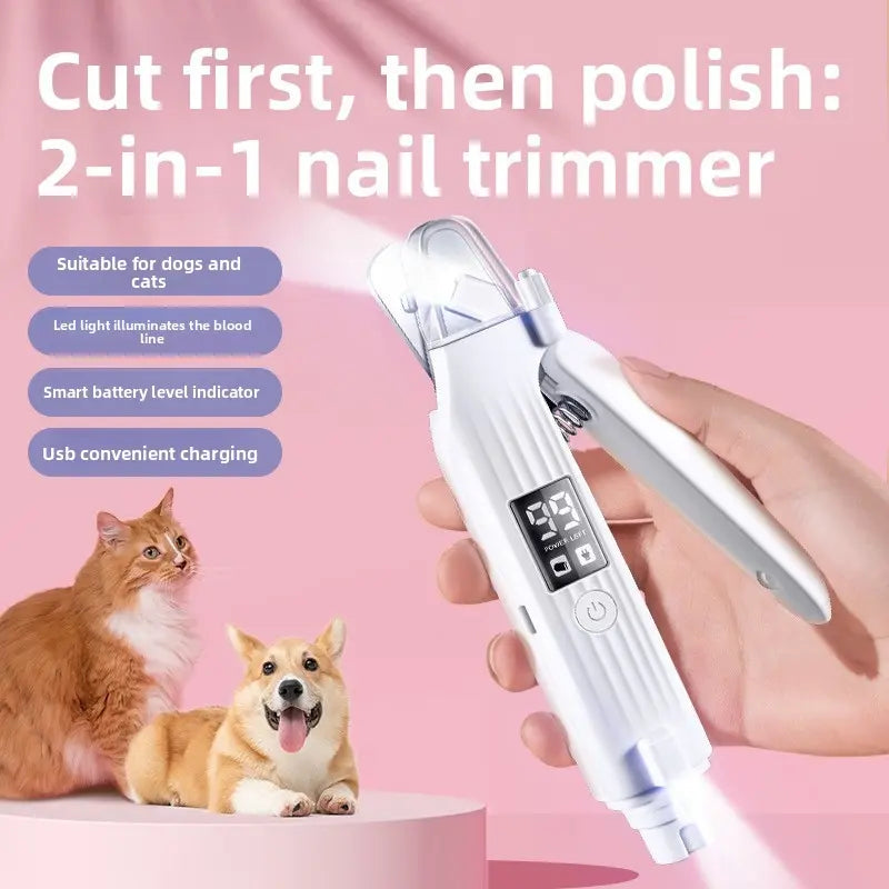 2-In-1 Pet Nail Clippers, Cat Nail Clippers, Dog Electric Nail Grinder, Multifunctional Pet Nail Clipper Tool