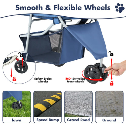 Sweetcrispy 3-Wheel Pet Stroller Dog and Cat Stroller Breathable Mesh Lightweight Travel Carrier Waterproof & Foldable Design Storage Basket Black for Daily Walks & Outdoor Use