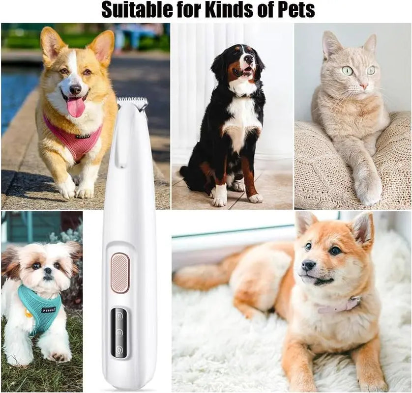 At-Home Pet Spa Hack Cordless Dog Clipper Low Noise Cat Trimmer Ceramic Blade Waterproof Grooming Kit LED Light for Anxiety-Free Paws Faces