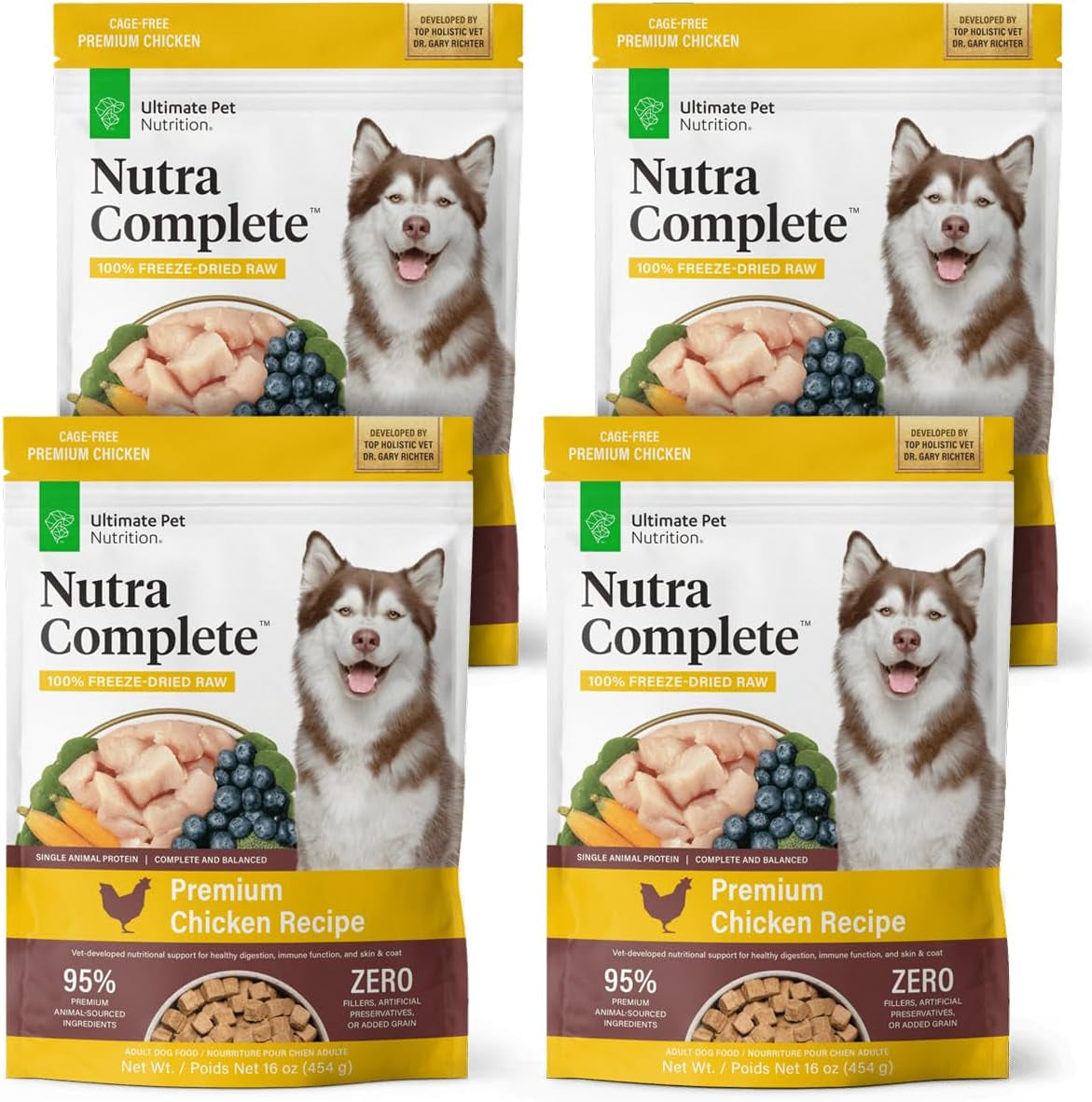 ULTIMATE PET NUTRITION Nutra Complete, 100% Freeze Dried Raw Veterinarian Formulated Dog Food with Antioxidants Prebiotics and Amino Acids (1 Pound, Beef)