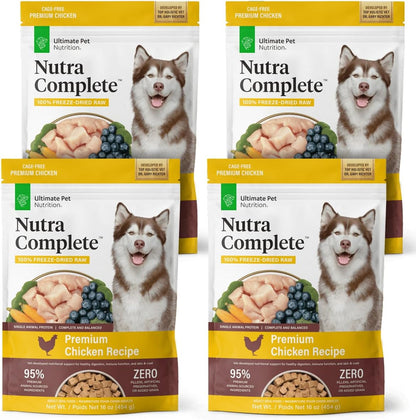 ULTIMATE PET NUTRITION Nutra Complete, 100% Freeze Dried Raw Veterinarian Formulated Dog Food with Antioxidants Prebiotics and Amino Acids (1 Pound, Beef)
