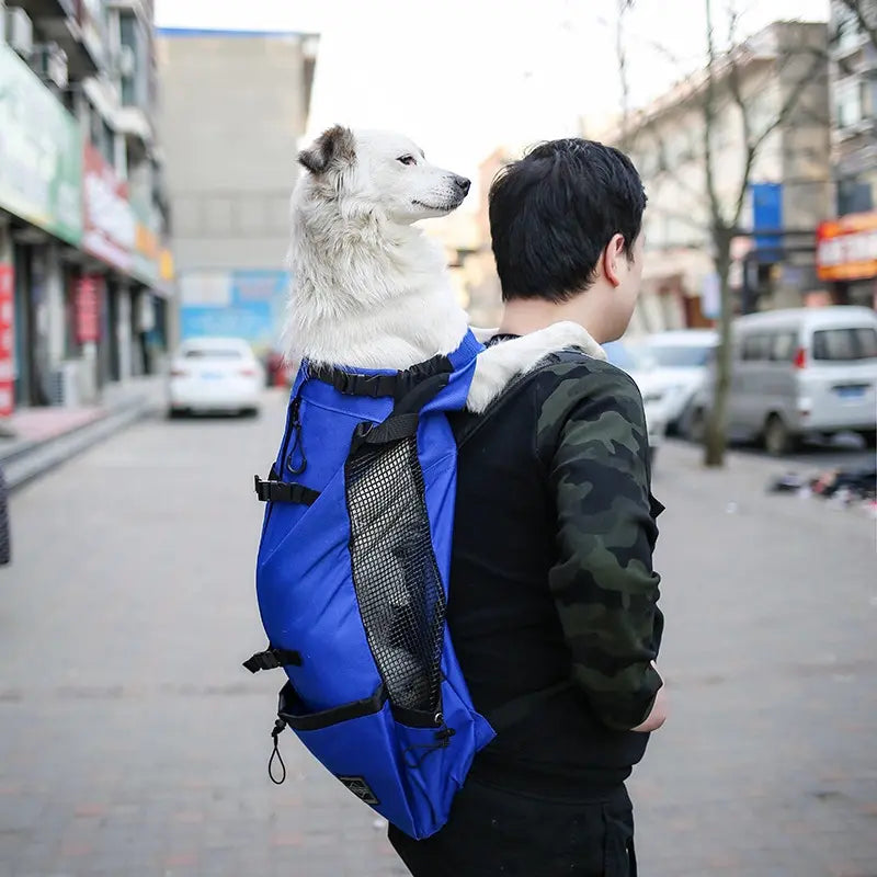 Pet Dog Double-Shoulder Carrier Backpack - Portable Polyester Animal Carrier for Travel