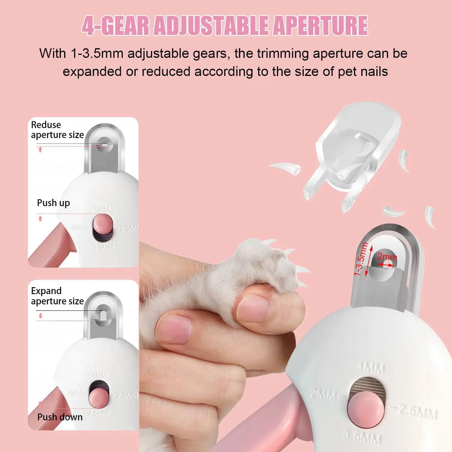 2-In-1 Cat Nail Clipper Trimmer Adjustable for All Sizes 1-3.5Mm Safe Grooming Tool with Safety Guard for Kittens & Indoor Cats Portable Pet Care