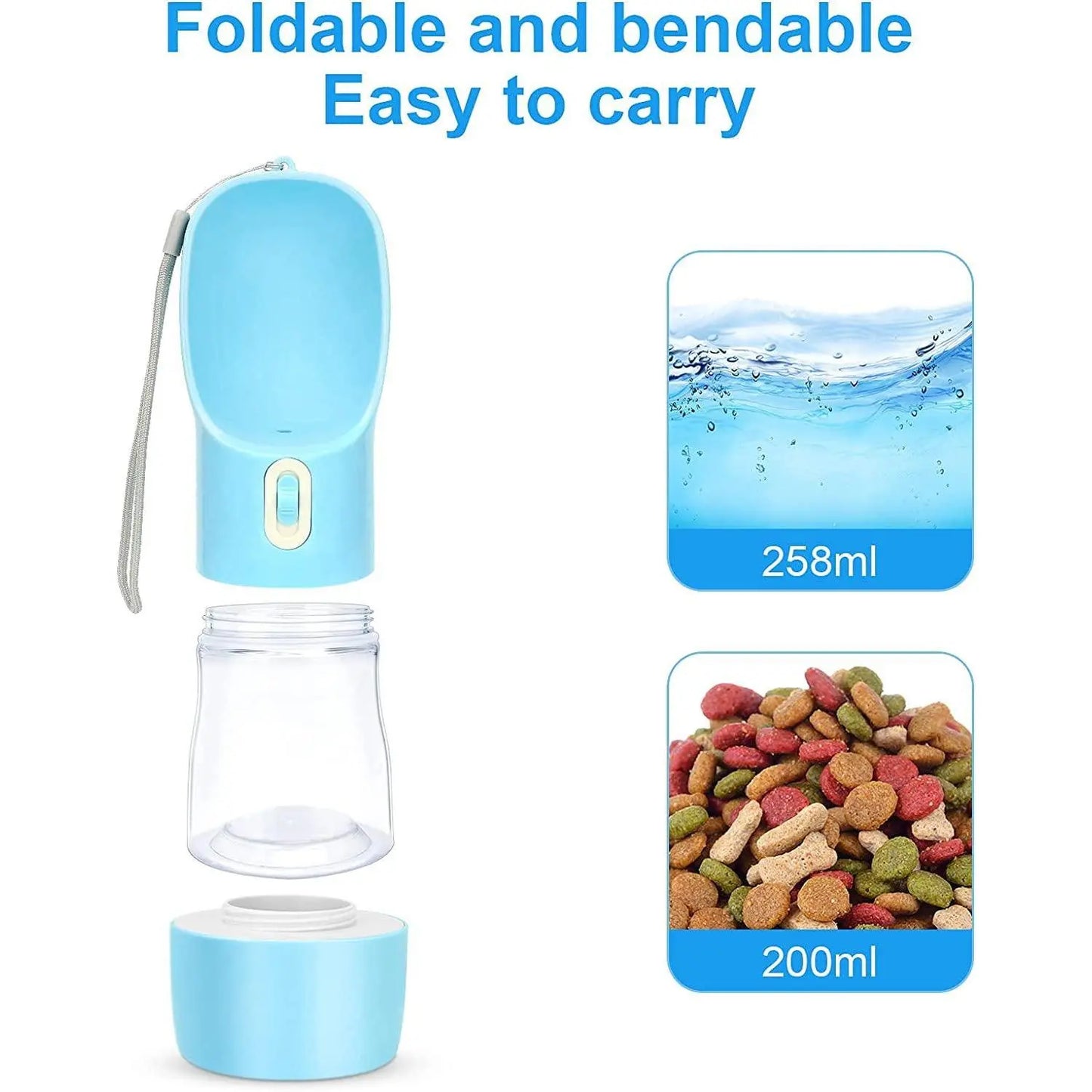 Portable Dog Water Bottle for Walking - Leak Proof, Lightweight, BPA Free, Features Food Container, Easy to Carry Pet Travel Food Container Puppy Fluid Bowls Pet Gift 3 In