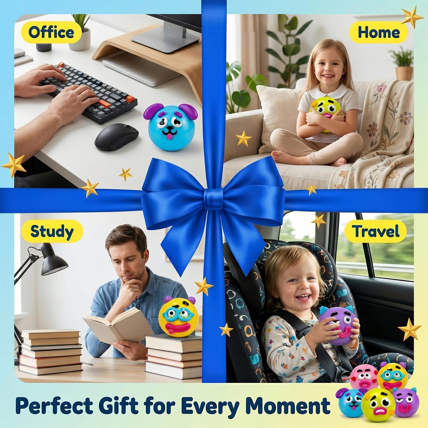 New Dog Face Swap Soft Slow Rising Squishy Toy, Cute Sensory Fidget Squeeze Toy, Stress Anxiety Relief Decompression Squishies for Adults Kids (E: Yellow)