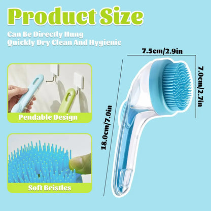 Pet Bath Brush 2 in 1 Dog Bath Brush with Built-In Shampoo Dispenser Multi-Functional Dog Bath Brush for Long & Short Haired Dogs Cats Shower