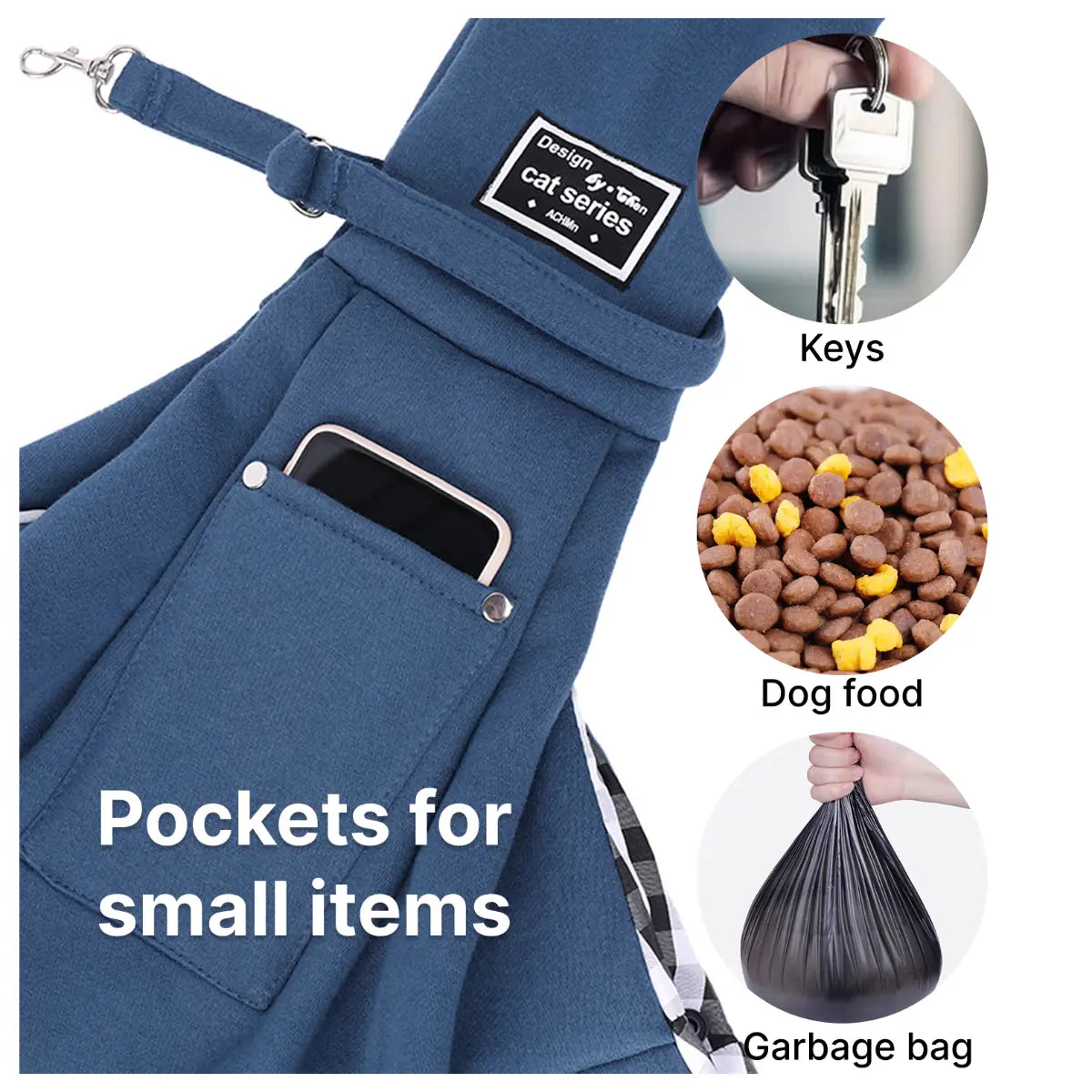 Dog & Cat Sling Carrier for Small and Medium Pets up to 16.5 Lbs with Snap Safety Hook for Pets for Travel, Shopping and Outdoor Activities