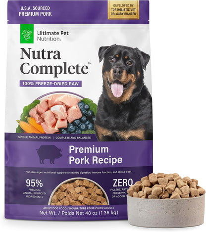 ULTIMATE PET NUTRITION Nutra Complete, 100% Freeze Dried Raw Veterinarian Formulated Dog Food with Antioxidants Prebiotics and Amino Acids (1 Pound, Beef)
