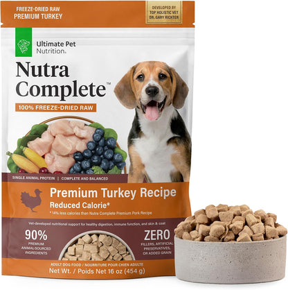ULTIMATE PET NUTRITION Nutra Complete, 100% Freeze Dried Raw Veterinarian Formulated Dog Food with Antioxidants Prebiotics and Amino Acids (1 Pound, Beef)
