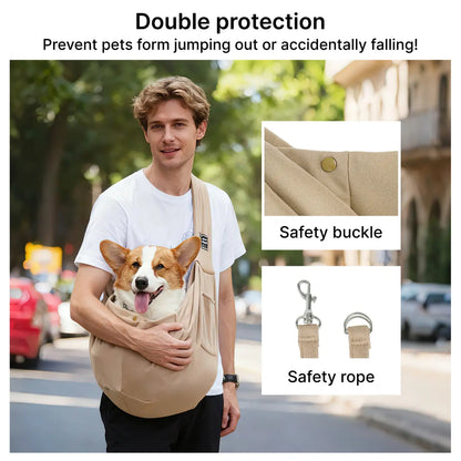 Dog & Cat Sling Carrier for Small and Medium Pets up to 16.5 Lbs with Snap Safety Hook for Pets for Travel, Shopping and Outdoor Activities