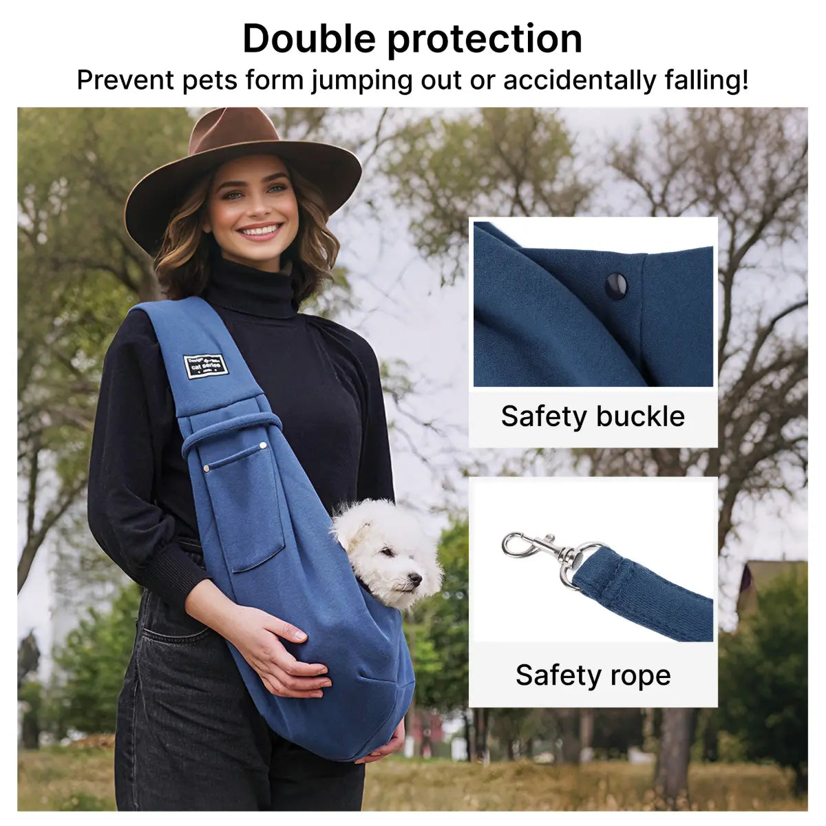 Dog & Cat Sling Carrier for Small and Medium Pets up to 16.5 Lbs with Snap Safety Hook for Pets for Travel, Shopping and Outdoor Activities