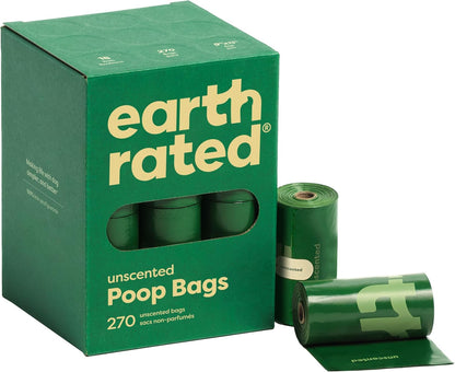 Earth Rated 3X Protect Dog Poop Bag Rolls, Odor Blocking, Unscented, 240 Ct | Leak Proof Extra Thick