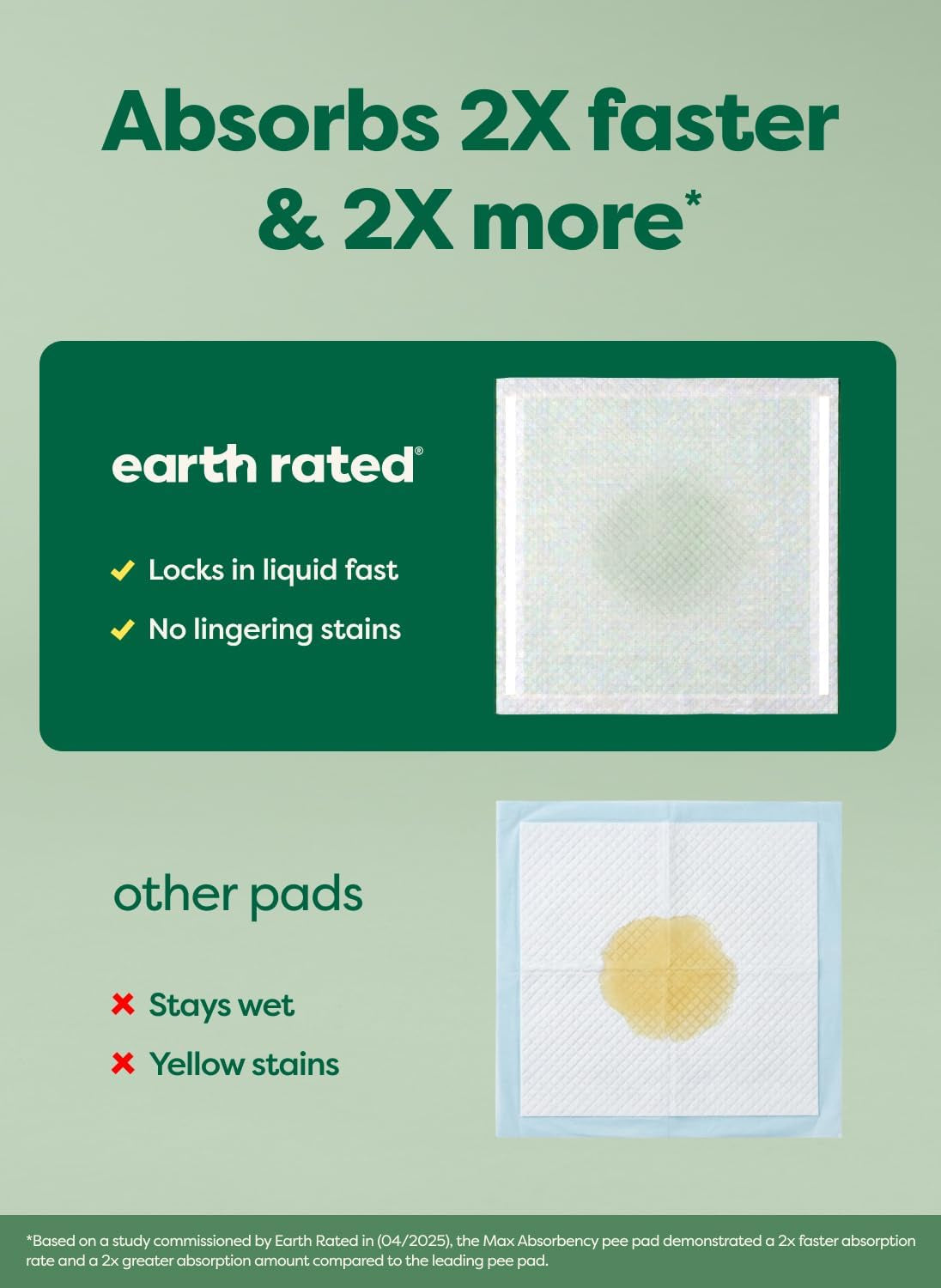 Earth Rated 40 Puppy Pads, Max Absorbency Pee Pads for Dogs, Regular (L) | Max Absorbency,Absorbs 2X Faster & 2X More, Leak Prevention, Potty Training, Fragrance-Free, Unscented