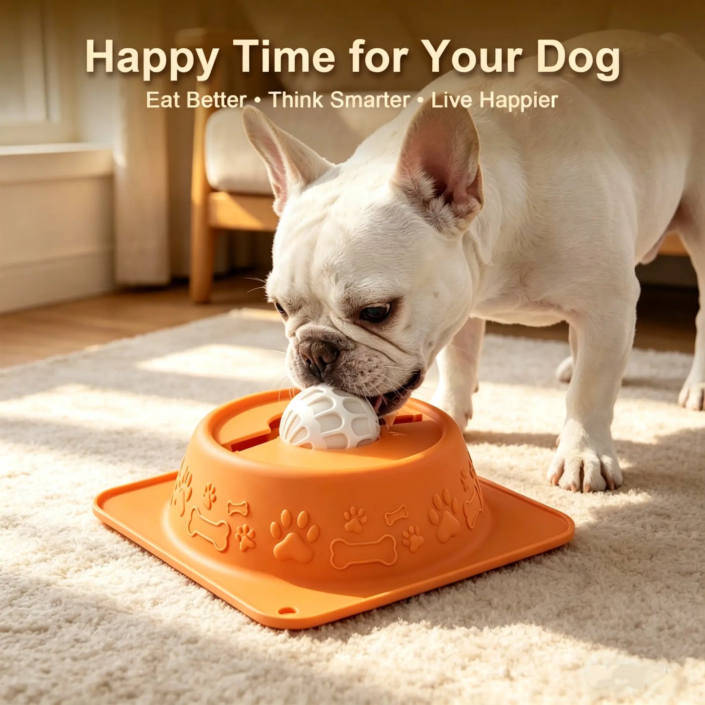 No-Spill Liquid Slow Feeder Bowl for Dogs Cats, Lick Toy with Rolling Ball Design, Calming Anxiety Relief Feeder for Bone Broth Yogurt, Anti-Slip Silicone Bowl for Small Medium Large Pets