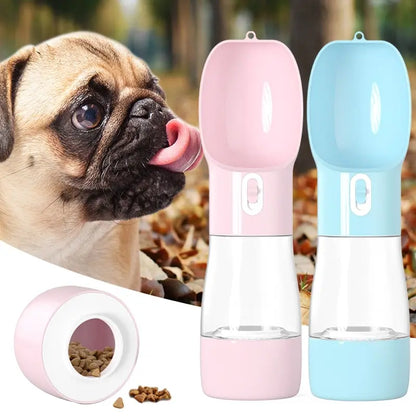 Traveling Out Portable Dog Walk Water Dispenser with 258Ml Capacity & 200G Pet Water and Food Dispenser Water Bottle with Accessories Easy-To-Use Segmented Design for Outdoor Walking Hiking and Travel
