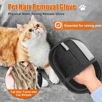 PET Hair Remover Electrostatic Gloves Two-Way Brush Sticky Hair Remover Cat Hair Dog Hair Glover Grooming Removal Cleaning