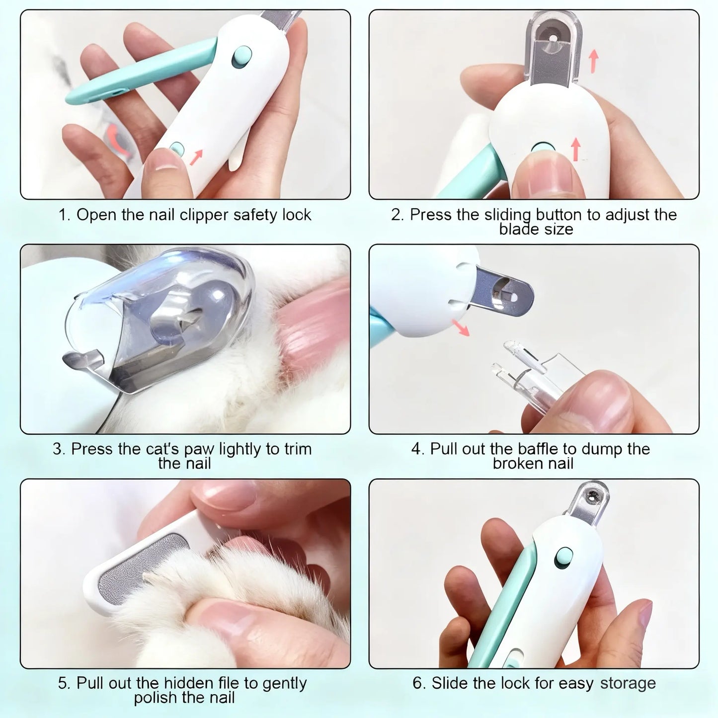 2-In-1 Cat Nail Clipper Trimmer Adjustable for All Sizes 1-3.5Mm Safe Grooming Tool with Safety Guard for Kittens & Indoor Cats Portable Pet Care