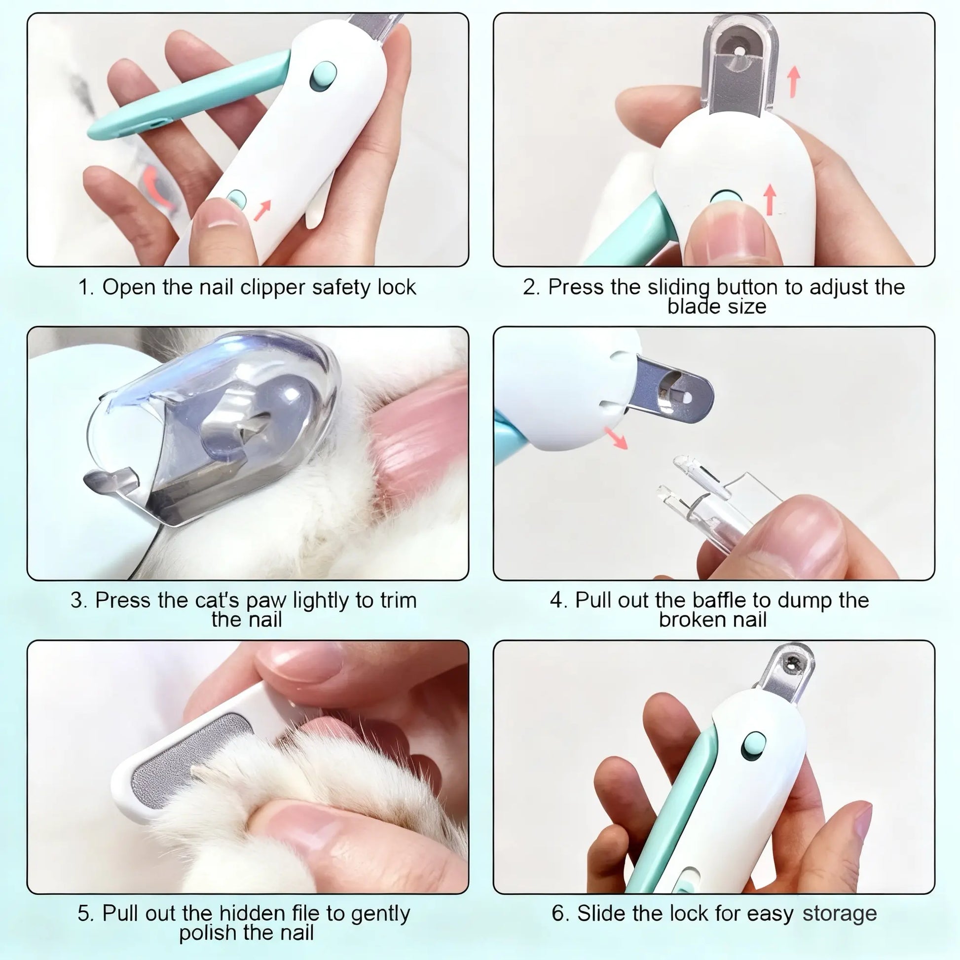 2-In-1 Cat Nail Clipper Trimmer Adjustable for All Sizes 1-3.5Mm Safe Grooming Tool with Safety Guard for Kittens & Indoor Cats Portable Pet Care