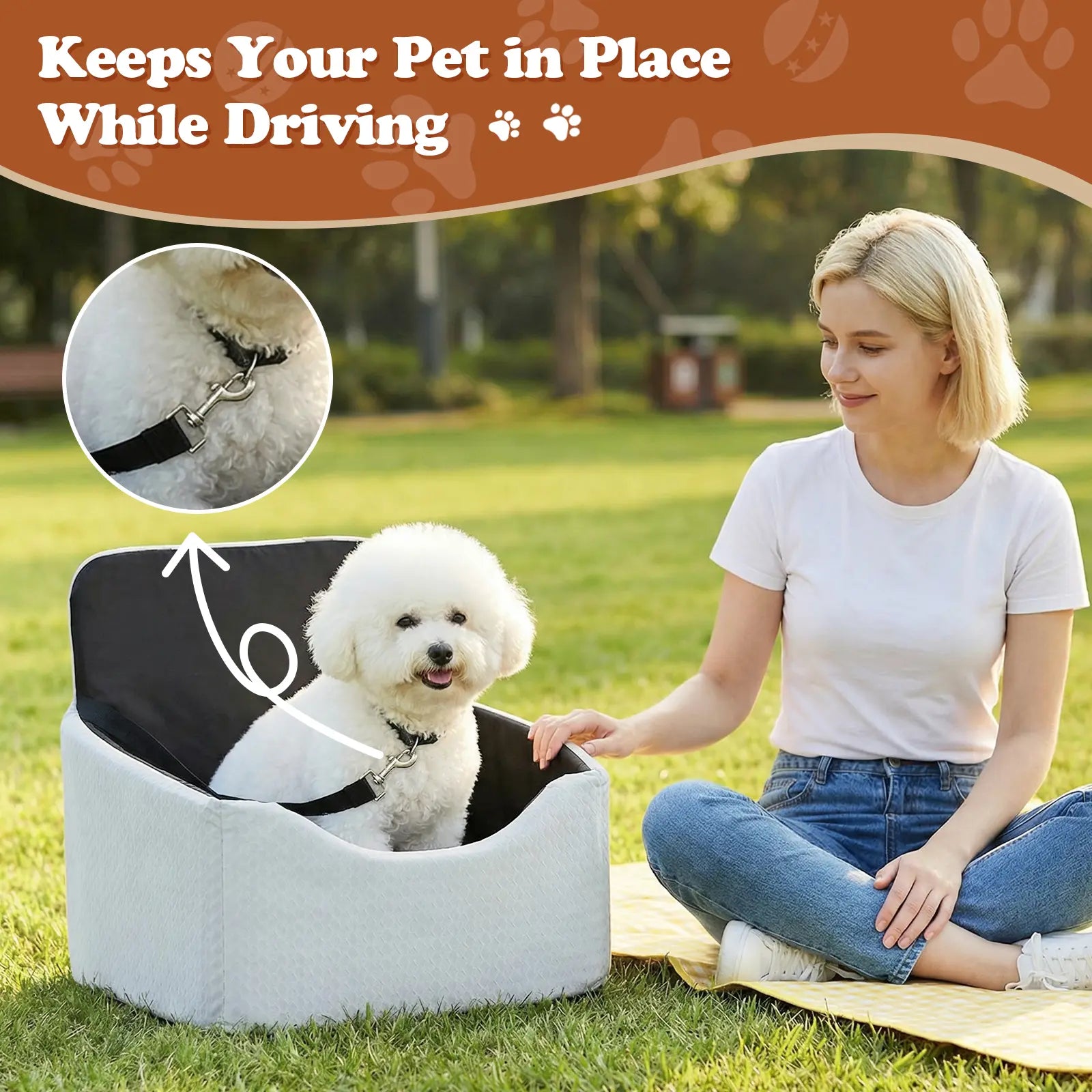 【Dealsforyoudays】 VALUXE Dog Car Booster Seat, All-Season Enclosed Design with Seat Belt Straps, Non-Slip & Waterproof Pet Travel Seat Summervibes Petlovers Summerwins