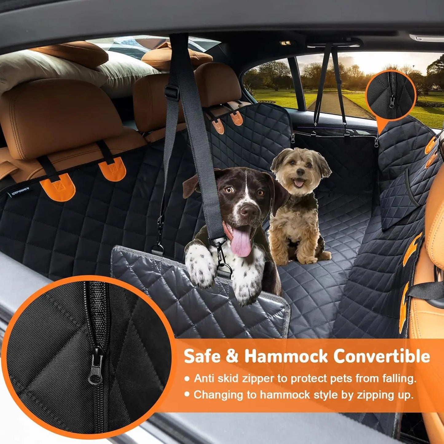 Dog Car Hammock Rear Seat Cover - Waterproof, Heavy-Duty, Scratch-Proof, Nonslip, Soft Auto & Car Interior Accessory for Trucks, Suvs | Waterproof Seat Covers, Backseat Protector, Auto Accessories