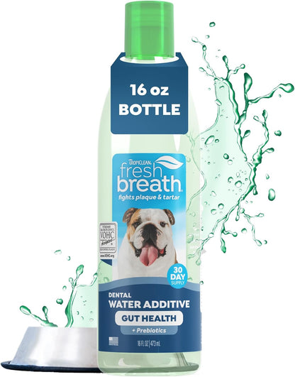 Tropiclean Fresh Breath Dental Water Additive, Dog Breath Freshener, 33.8Oz | Freshens Breath & Cleans Teeth | No Toothpaste or Toothbrush Required