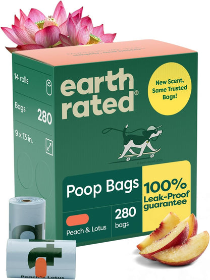 Earth Rated 3X Protect Dog Poop Bag Rolls, Odor Blocking, Unscented, 240 Ct | Leak Proof Extra Thick