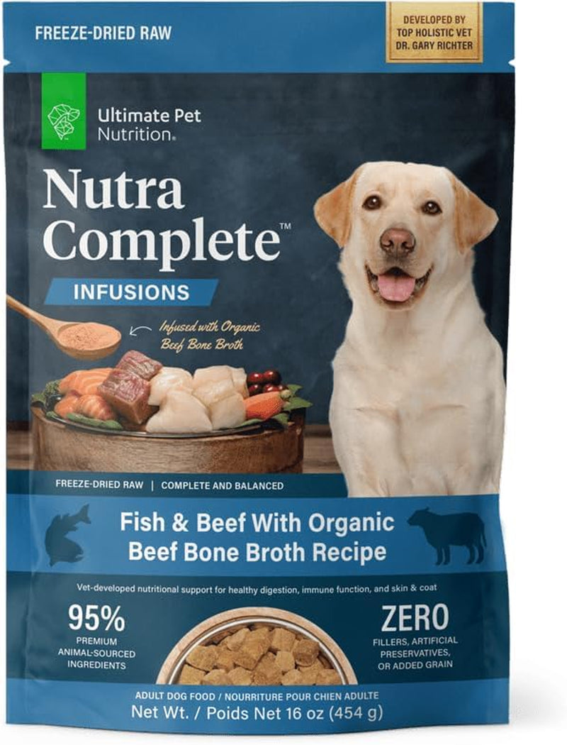 ULTIMATE PET NUTRITION Nutra Complete, 100% Freeze Dried Raw Veterinarian Formulated Dog Food with Antioxidants Prebiotics and Amino Acids (1 Pound, Beef)