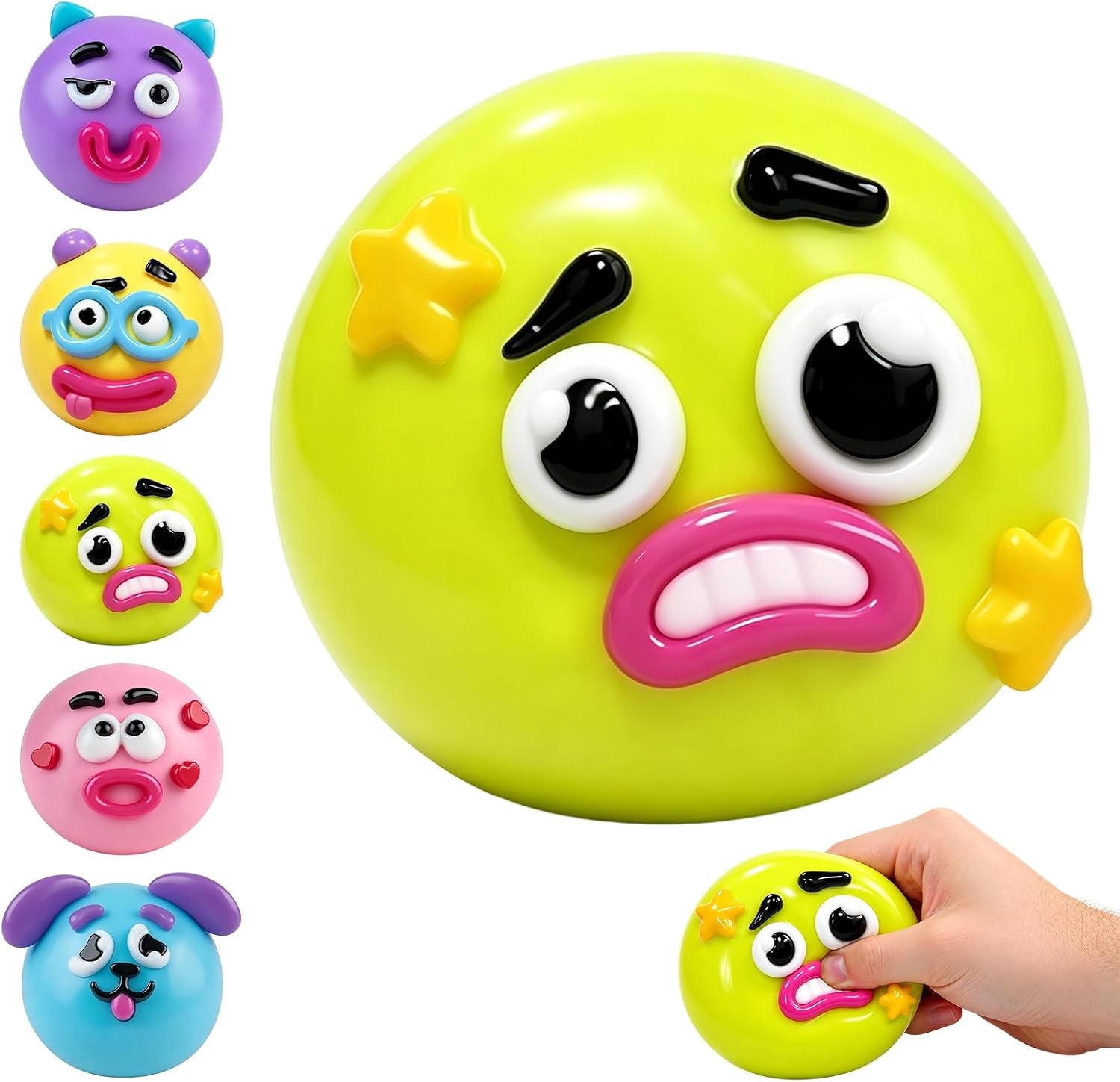 New Dog Face Swap Squishy Cute Slow Rise Relaxing Sensory Fidget Relief for Adults Anxiety Relief, Portable Desktop Decompression Stress Squeeze Ball (Yellow)