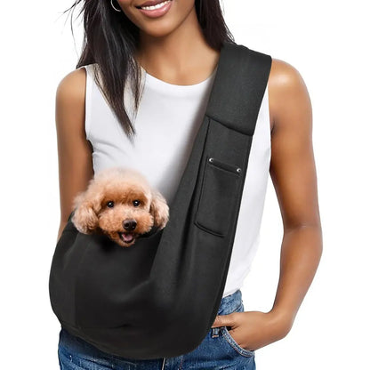 Pet Dog Sling Carrier Animal Carrier for 3-10 Lbs Pets, Dog Purse Pouch & Satchel, Reversible Unadjustable Strap, Travel Hand-Free Safe Bag