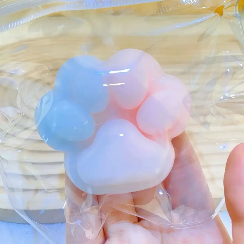 【2025 New】Mobeck Handmade Taba Squishy Big Cat Paw Silicone Squeeze Toys for Stress Relief 2.76 Inch Large Size Cat Paw Giant Paw Squishy Fidget Toys for Anxiety&Relaxation|Desk Accessory for Adults (Rainbow)